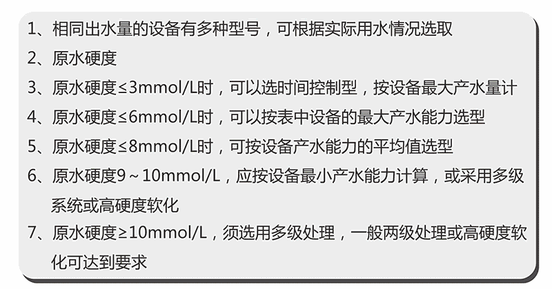 全自动软化水设备选用标准